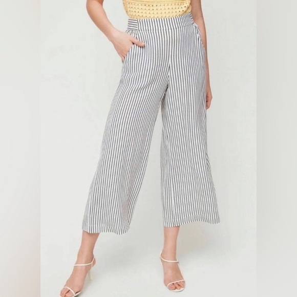 Wilfred Aritiza lightweight striped summer wide leg pant size S tie waist pocket - Picture 2 of 15